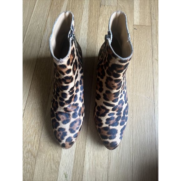 J.CREW Boot Size 7.5 Leopard Print Calf Hair Sawyer Stacked Wooden Heel … - Picture 4 of 16
